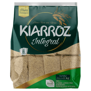 Arroz Parboilizado Tipo 1 Integral Kiarroz Pacote 1kg 8 Unidades