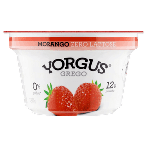 Iogurte Desnatado Grego Morango Zero Lactose Yorgus Pote 130g