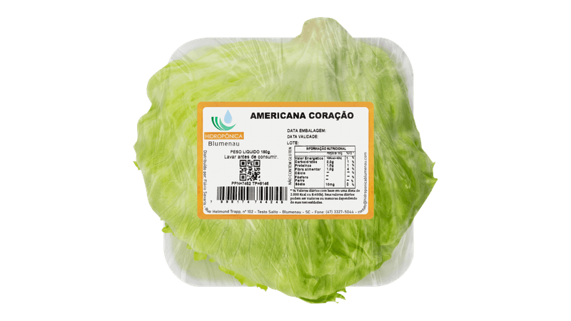 Coração de Alface Americana Hidropônica Blumenau 180g - giassi