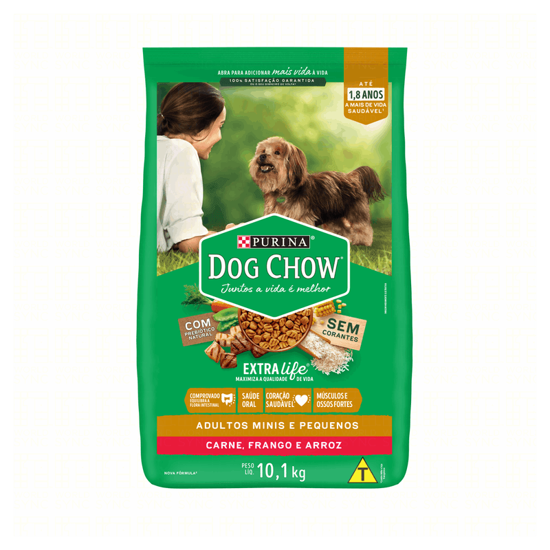 Alimento para Cães Adultos Raças Minis e Pequenas Purina Dog Chow Extra Life Pacote 10,1kg