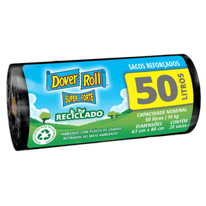 Saco para Lixo Preto Reforçado 50l Dover Roll Super Forte 20 Unidades