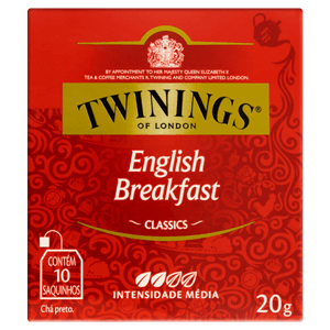 Chá Preto English Breakfast Twinings Classics Caixa 20g 10 Unidades