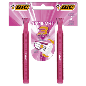 Aparelho de Depilar Descartável Bic Comfort 3 Pink 2 Unidades