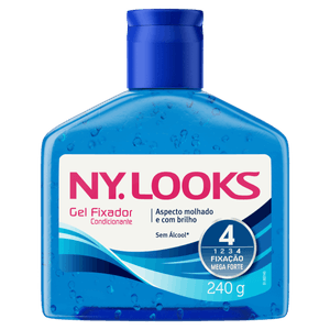 Gel Fixador Azul Fixação Mega Forte 4 Ny Looks Frasco 240g