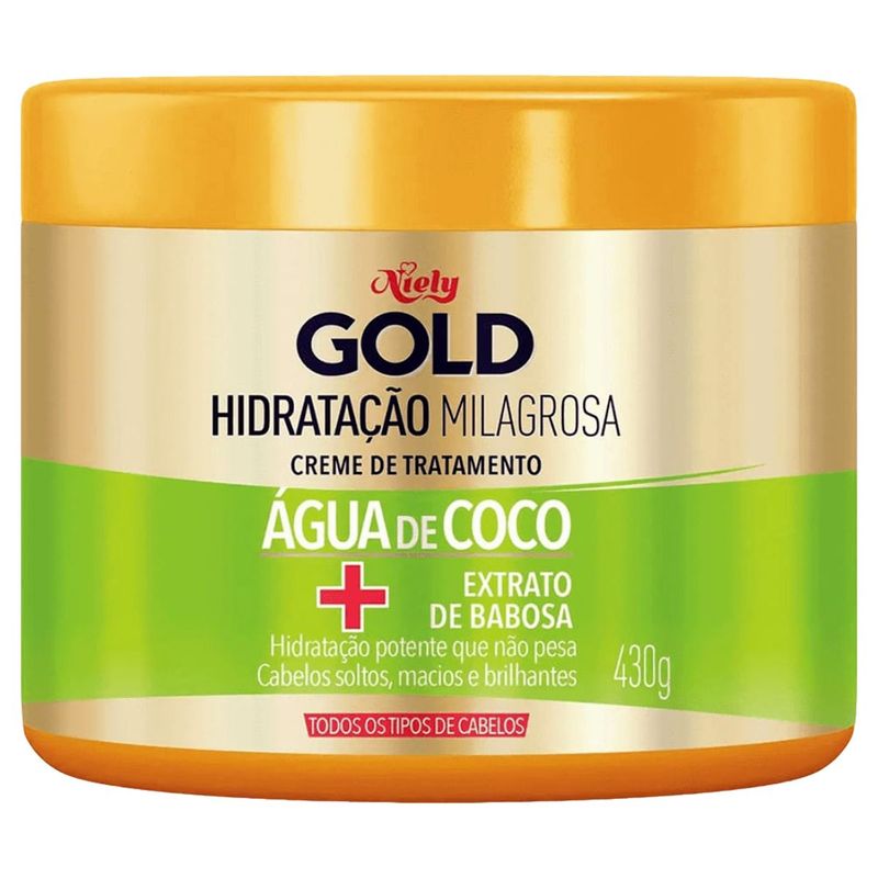 Creme-de-Tratamento-Niely-Gold-Hidratacao-Milagrosa-Agua-de-Coco-Pote-430g