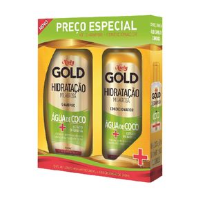 Kit Shampoo 300ml + Condicionador 200ml Niely Gold Hidratação Água de Coco