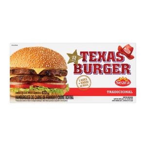 Hambúrguer de Carne de Ave e Bovina Seara Texas Burger Caixa 672g 12 Unidades