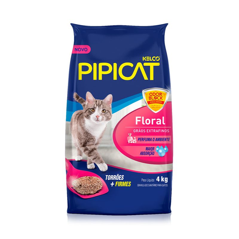 Areia-Sanitaria-para-Gatos-Floral-Pipicat-Pacote-4kg