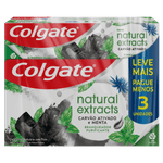 Pack-Gel-Dental-Carvao-Ativado-Menta-Colgate-Natural-Extracts-Purificante-Caixa-3-Unidades-90g-Cada