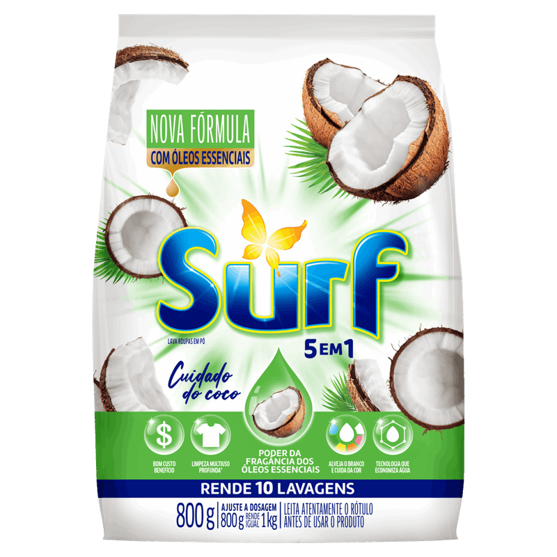 Lava-Roupas-Po-Cuidado-do-Coco-Surf-Pacote-800g