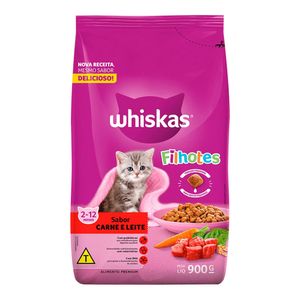 Ração Whiskas Filhote Carne e Leite pe 900g