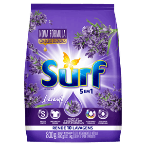 Lava-Roupas Pó Lavanda Surf Pacote 800g