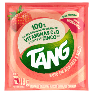 Refresco em Pó Morango Tang Pacote 18g