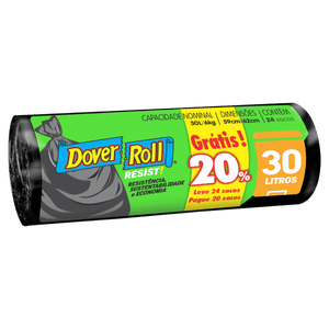 Saco para Lixo 30l Dover Roll Resist! Leve 24 Pague 20 Unidades