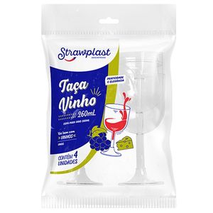 Taca Strawplast Vinho 260ml C/4