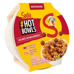 Macarrão ao Molho Sugo com Minialmôndegas Sadia Hot Bowls Pote 300g