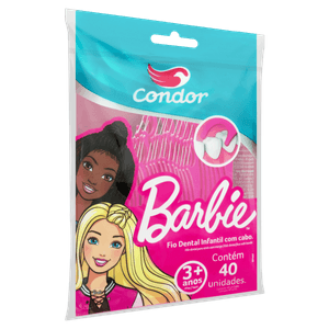 Fio Dental Infantil com Cabo Barbie Condor 40 Unidades