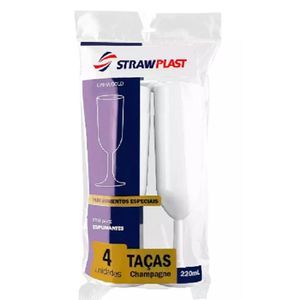 Taca Strawplast Champagne Cristal 220ml ct 4un