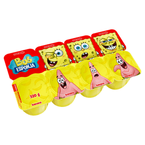 Queijo Petit Suisse Morango + Banana Bob Esponja Elegê Bandeja 320g 8 Unidades