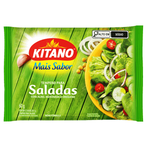 Tempero Pó para Saladas Alho, Mostarda e Cúrcuma Mais Sabor Kitano 60g 12 Unidades