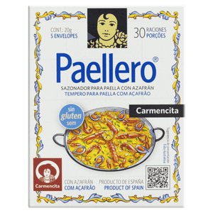 Tempero Pó para Paella com Açafrão Carmencita Paellero Caixa 20g 5 Unidades