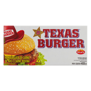 Hambúrguer de Carne de Ave e Bovina Seara Texas Burger Caixa 672g 12 Unidades