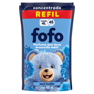 Amaciante de Roupa Concentrado Azul Tudão Fofo Sachê 900ml Refil