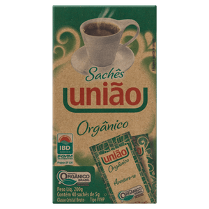 Açúcar Cristal VVHP Orgânico União Caixa 200g 40 Unidades