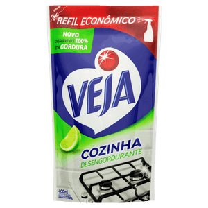 Limpador Desengordurante Cozinha Limão Veja Sachê 400ml Refil Econômico