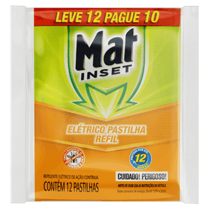 Repelente Pastilha Elétrico Mat Inset Pacote Leve 12 Pague 10 Unidades Refil