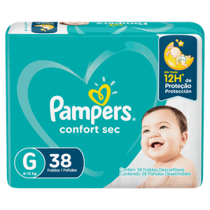 Fralda Descartável Infantil Pampers Confort Sec G Pacote 38 Unidades