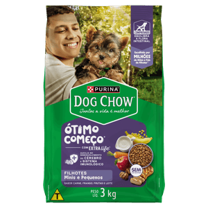 Alimento para Cães Filhotes Raças Minis e Pequenas Carne, Frango e Arroz Purina Dog Chow Extra Life Pacote 3kg