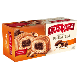 Bolo Suíço Avelãs & Chocolate Casa Suíça Premium Caixa 270g