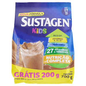 Pó para Preparo de Bebida Chocolate Sustagen Kids Pacote 700g Embalagem Econômica Leve Mais Pague Menos