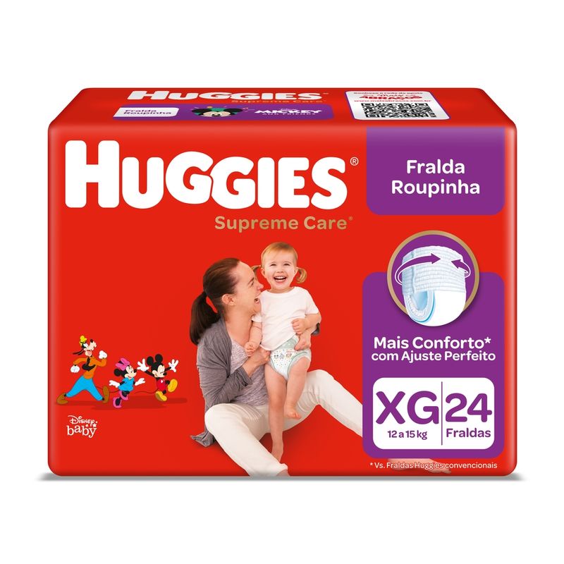 Fralda-Descartavel-Infantil-Roupinha-Huggies-Supreme-Care-XG-Pacote-24-Unidades