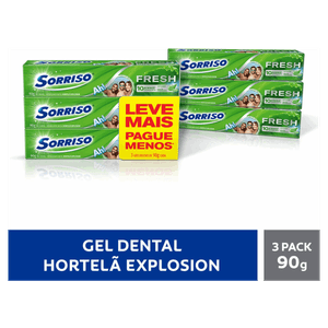 Pack Gel Dental Hortelã Explosion Sorriso Fresh Caixa 90g Cada 3 Unidades Leve Mais Pague Menos