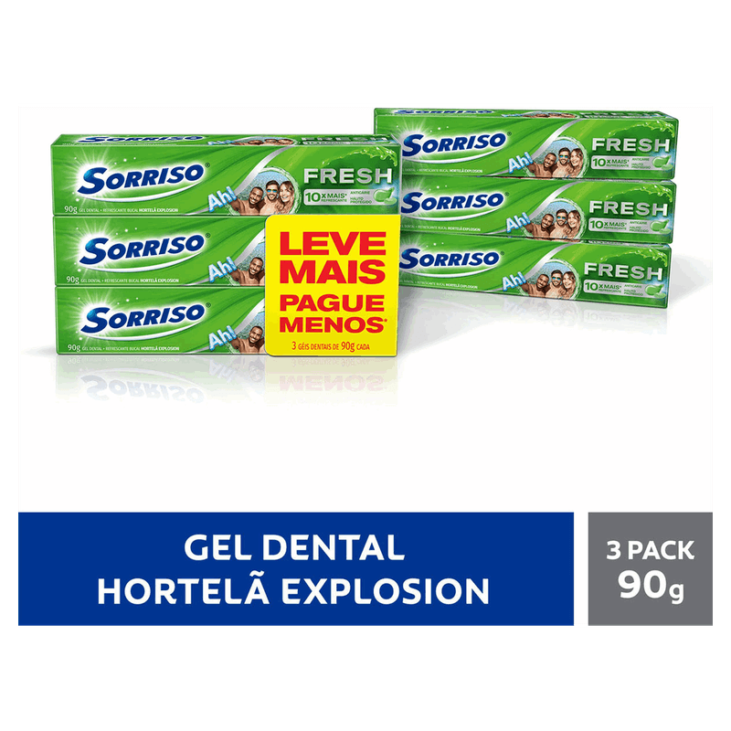 Pack-Gel-Dental-Hortela-Explosion-Sorriso-Fresh-Caixa-90g-Cada-3-Unidades-Leve-Mais-Pague-Menos