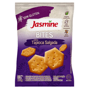 Biscoito Vegano Tapioca Salgada sem Glúten Zero Lactose Jasmine Bites Pacote 25g