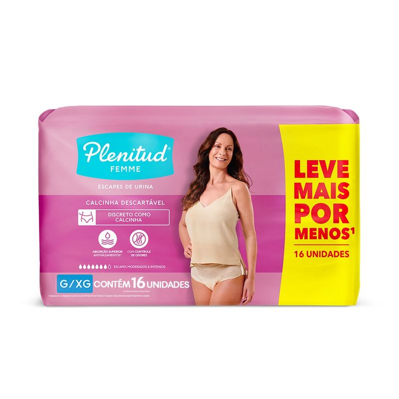 Roupa-Intima-Descartavel-Plenitud-Femme-G-XG-Pacote-16-Unidades-Leve-Mais-Pague-Menos