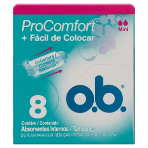 Absorvente Interno O.B. ProComfort Mini Caixa 8 Unidades