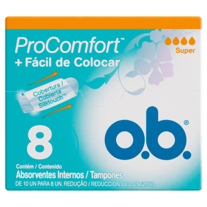 Absorvente Interno O.B. ProComfort Super Caixa 8 Unidades