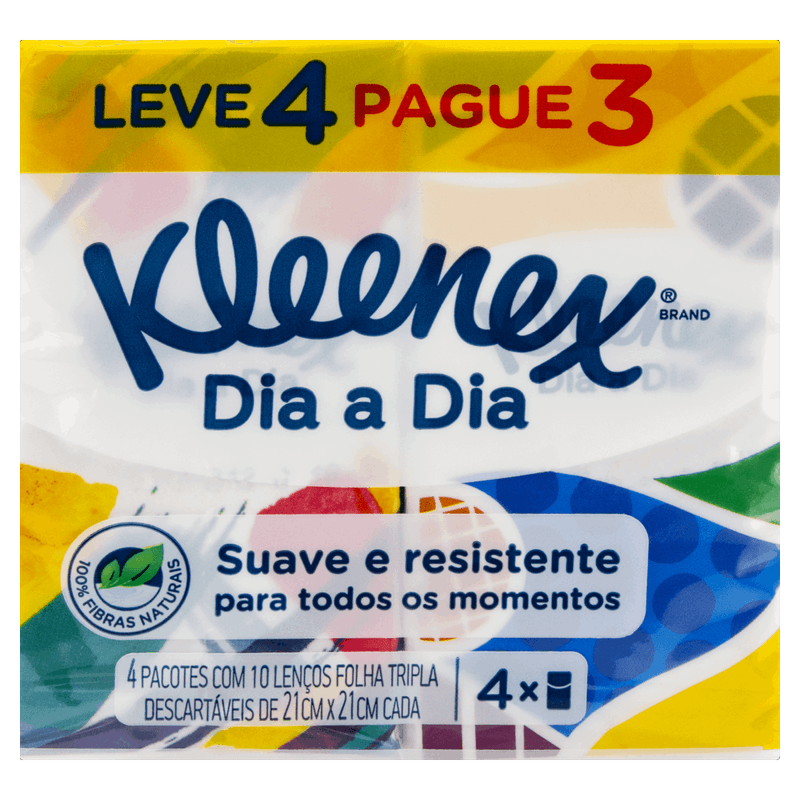 Pack-Lenco-de-Papel-Folha-Tripla-Suave-Kleenex-Dia-a-Dia-Pacote-Leve-4-Pague-3-Unidades