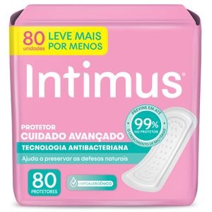 Protetor Diário sem Abas Antibacteriano Intimus Pacote 80 Unidades Leve Mais Pague Menos