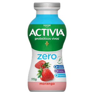 Leite Fermentado Morango Zero Lactose Activia Zero Frasco 170g