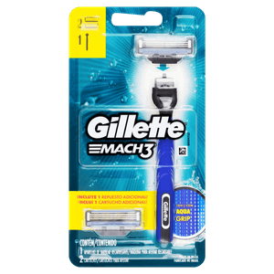 Kit 1 Aparelho Recarregável + 2 Cargas para Barbear Gillette Mach3