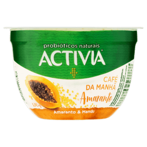 Leite Fermentado Integral Amaranto & Mamão Activia Café da Manhã Pote 170g