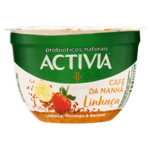 Leite Fermentado Integral Linhaça, Morango & Banana Activia Café da Manhã Pote 170g