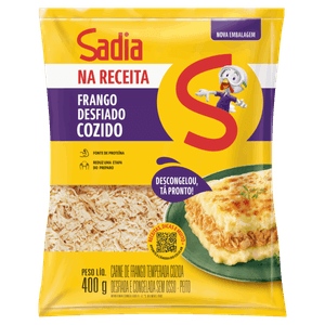 Peito de Frango Cozido Desfiado Congelado Sadia na Receita 400g