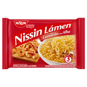 Macarrão Instantâneo Lámen Camarão com Alho Nissin Miojo Pacote 85g