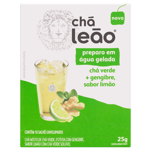 Chá Verde Gengibre e Limão Chá Leão Caixa 25g 10 Unidades